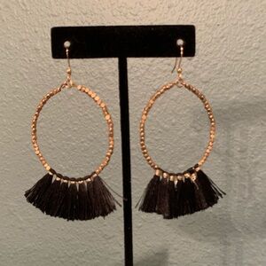 Gold with black tassel earrings​